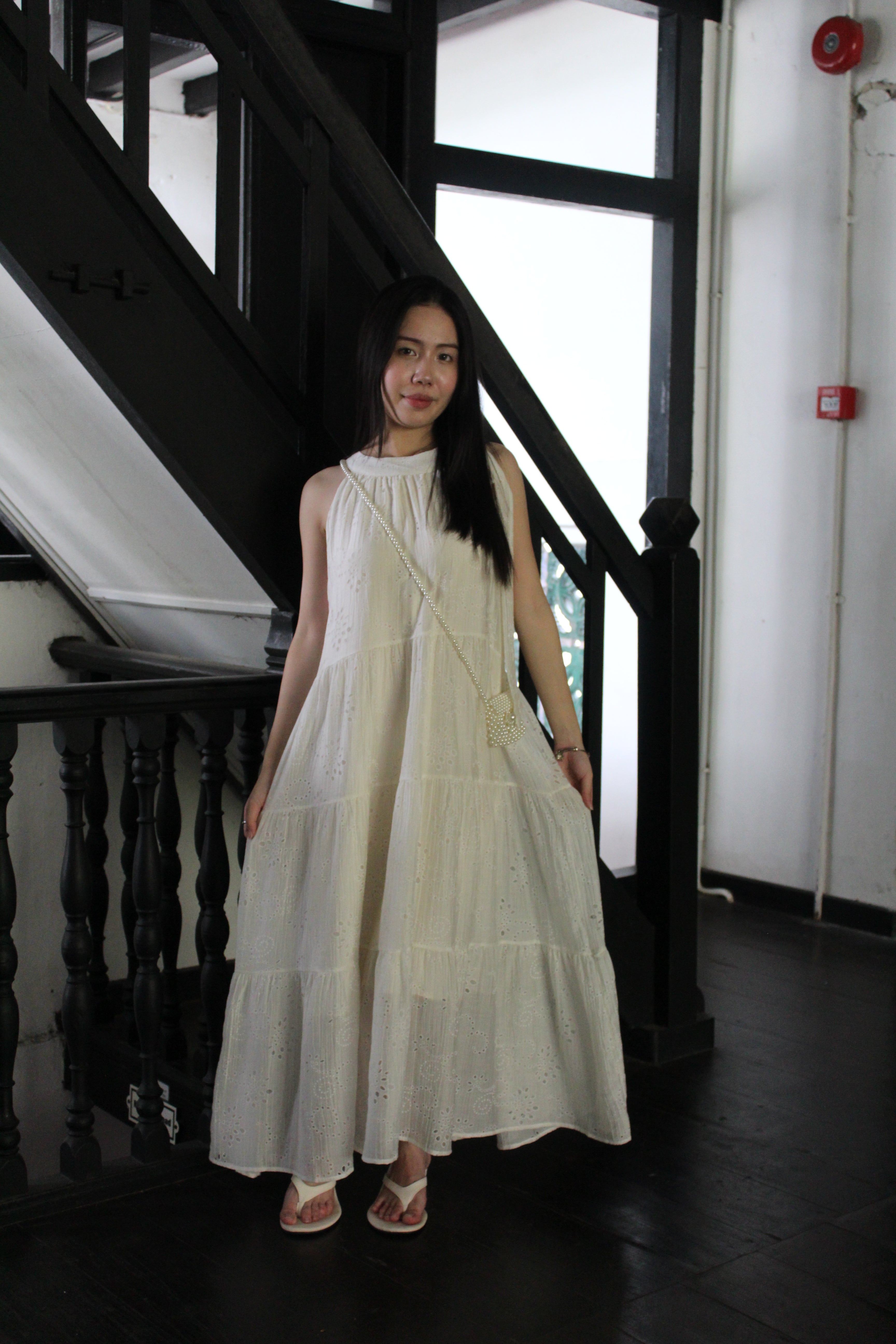 Harper Broderie Layered Maxi Dress (Cream)