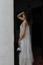 Harper Broderie Layered Maxi Dress (Blue)