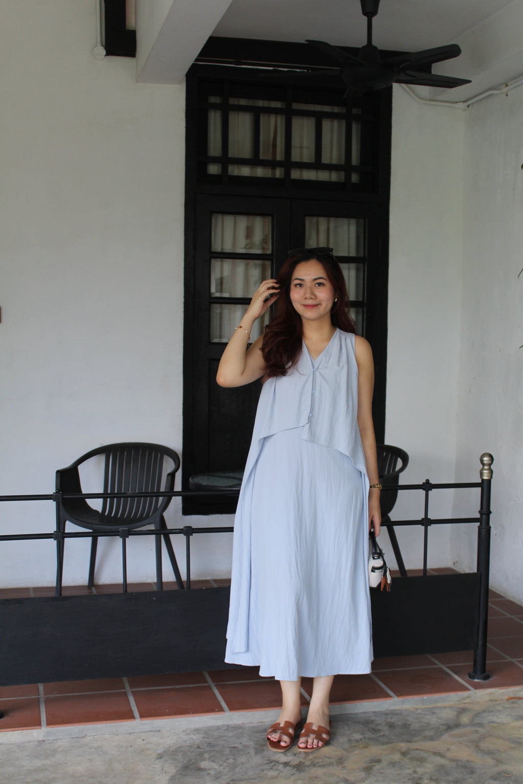 Clemence Flare Midaxi Dress (White)