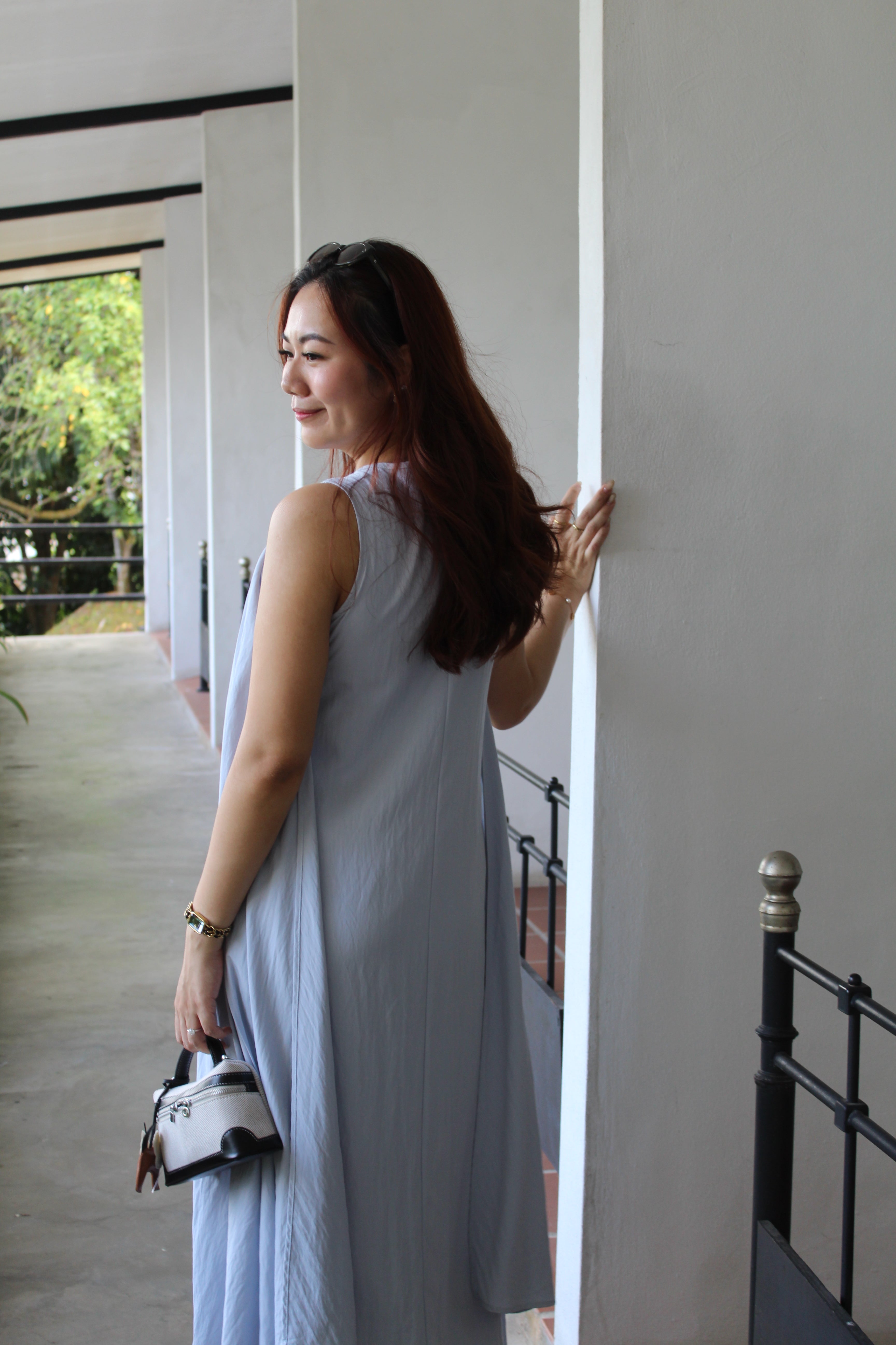 Clemence Flare Midaxi Dress (Blue)