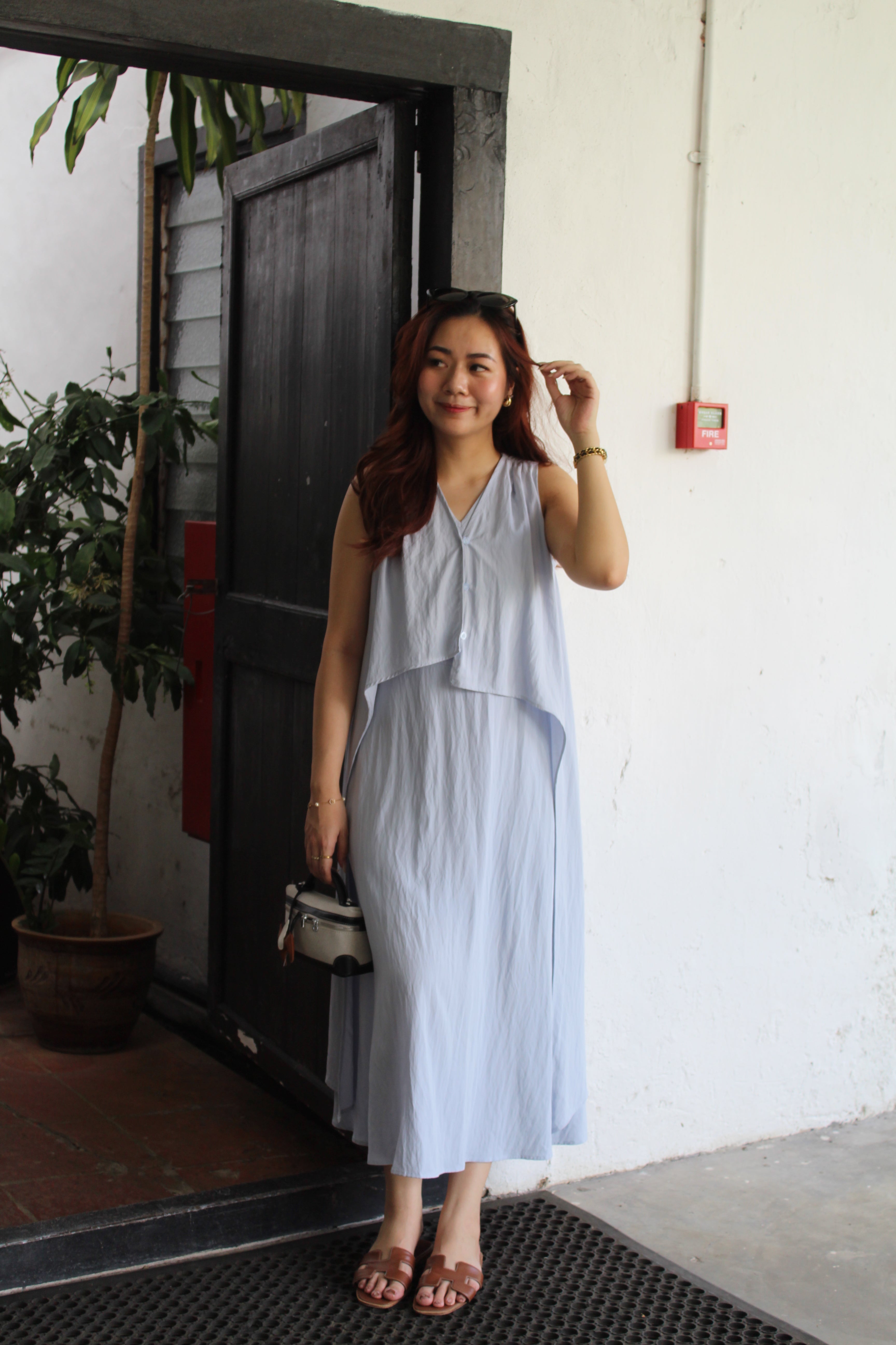 Clemence Flare Midaxi Dress (Blue)