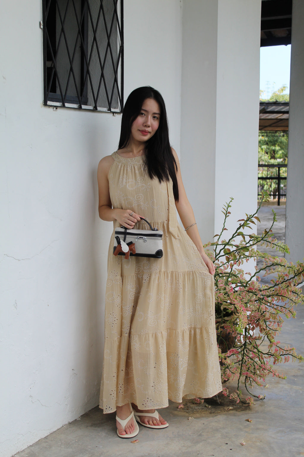 Harper Broderie Layered Maxi Dress (Blue)