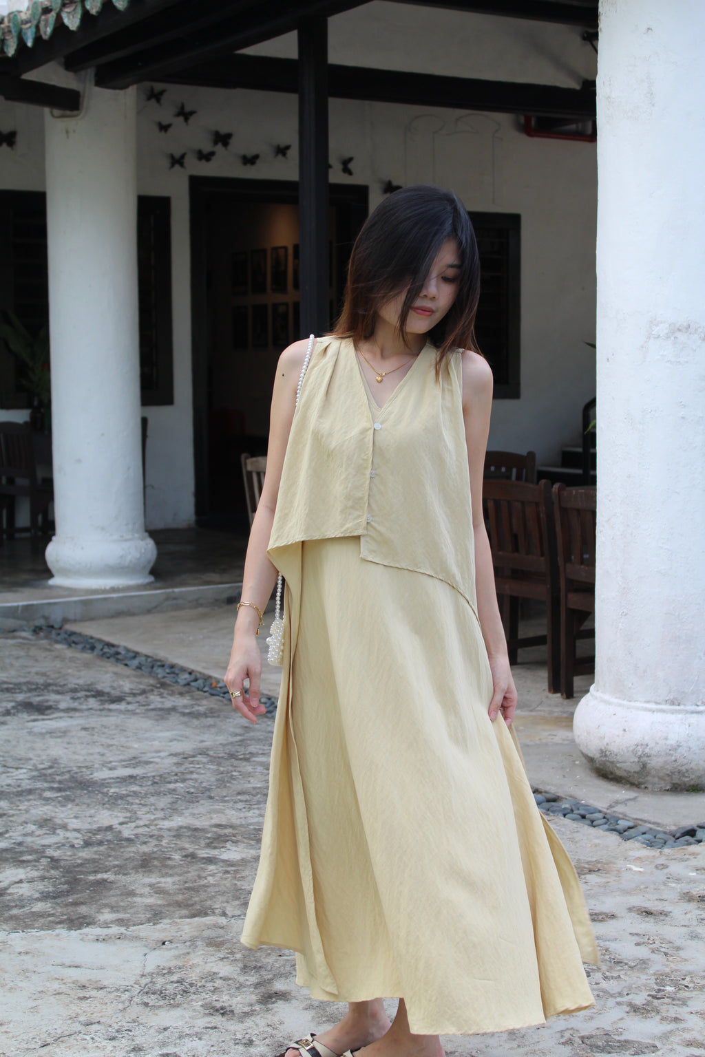 Clemence Flare Midaxi Dress (White)