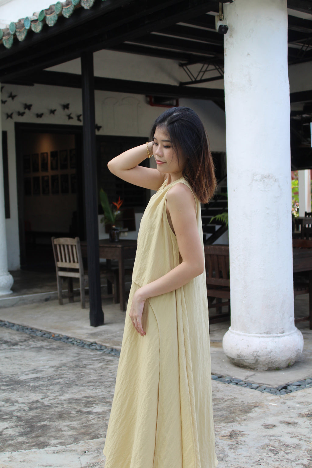 Clemence Flare Midaxi Dress (White)