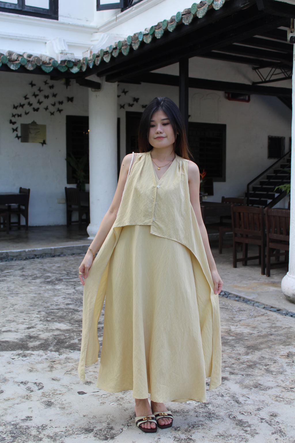 Clemence Flare Midaxi Dress (White)