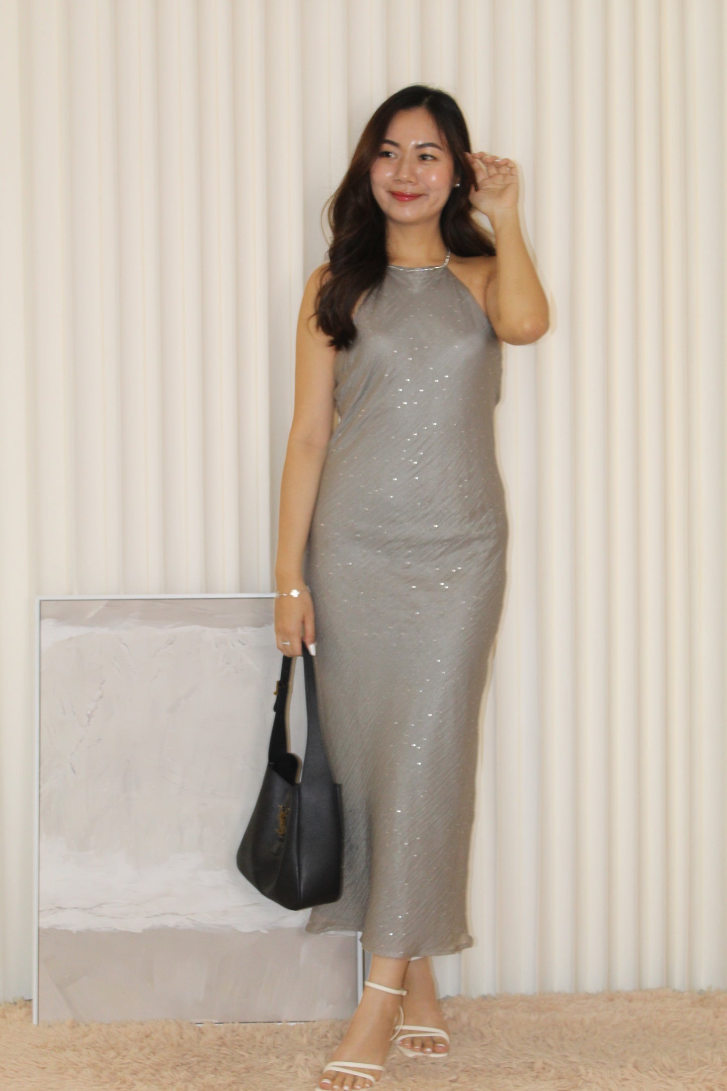 Saisha Halter Maxi Dress (Grey)