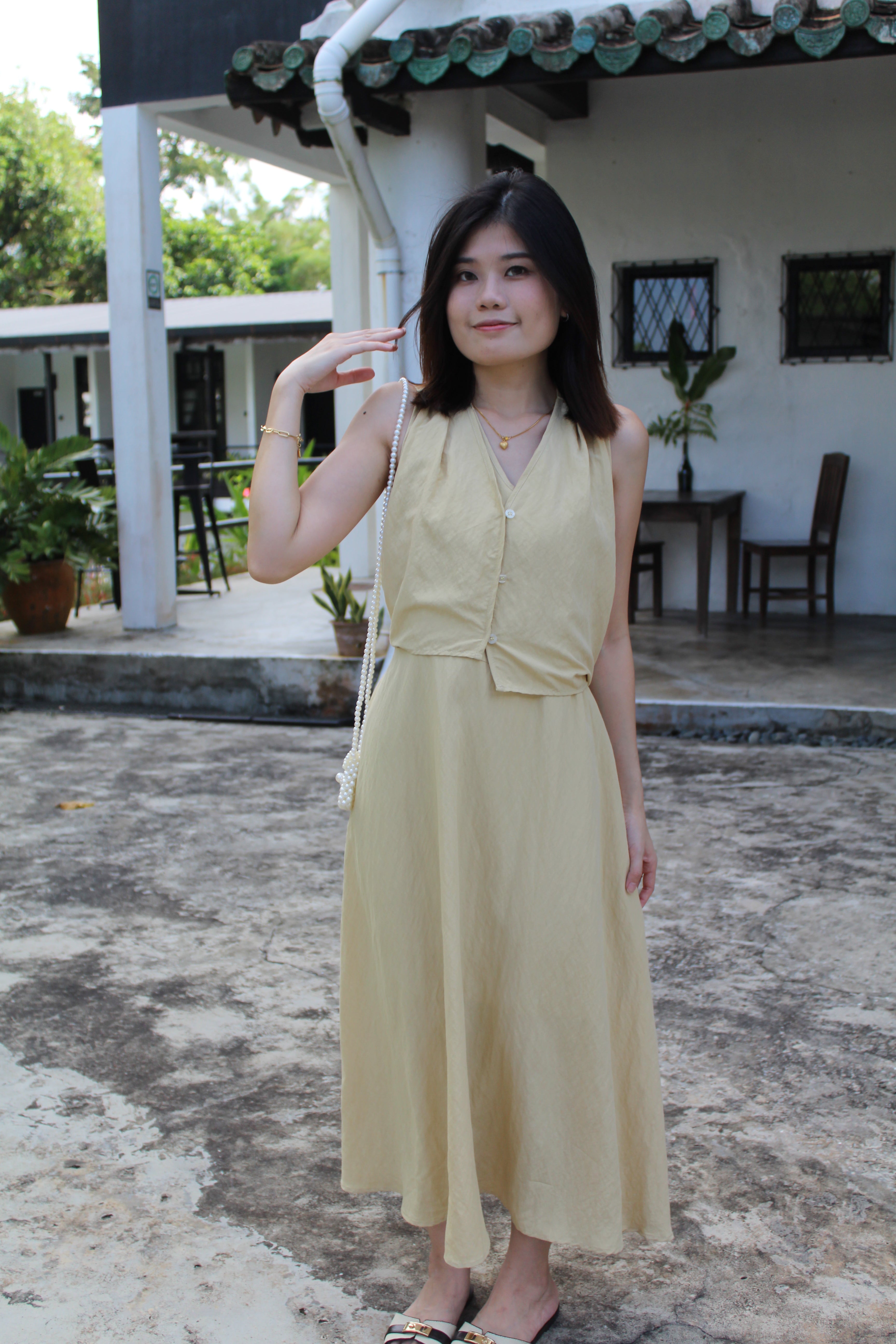 Clemence Flare Midaxi Dress (Yellow)