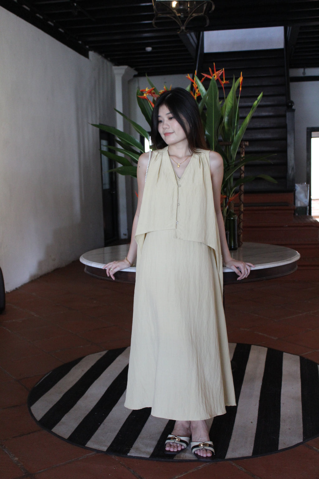 Clemence Flare Midaxi Dress (White)