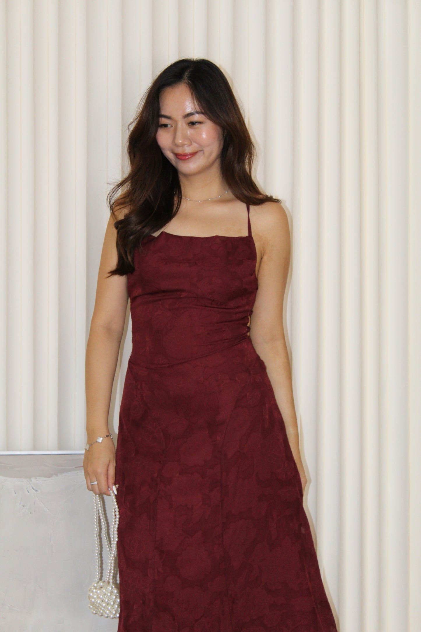 Remia Cross Back Maxi Dress (Maroon)