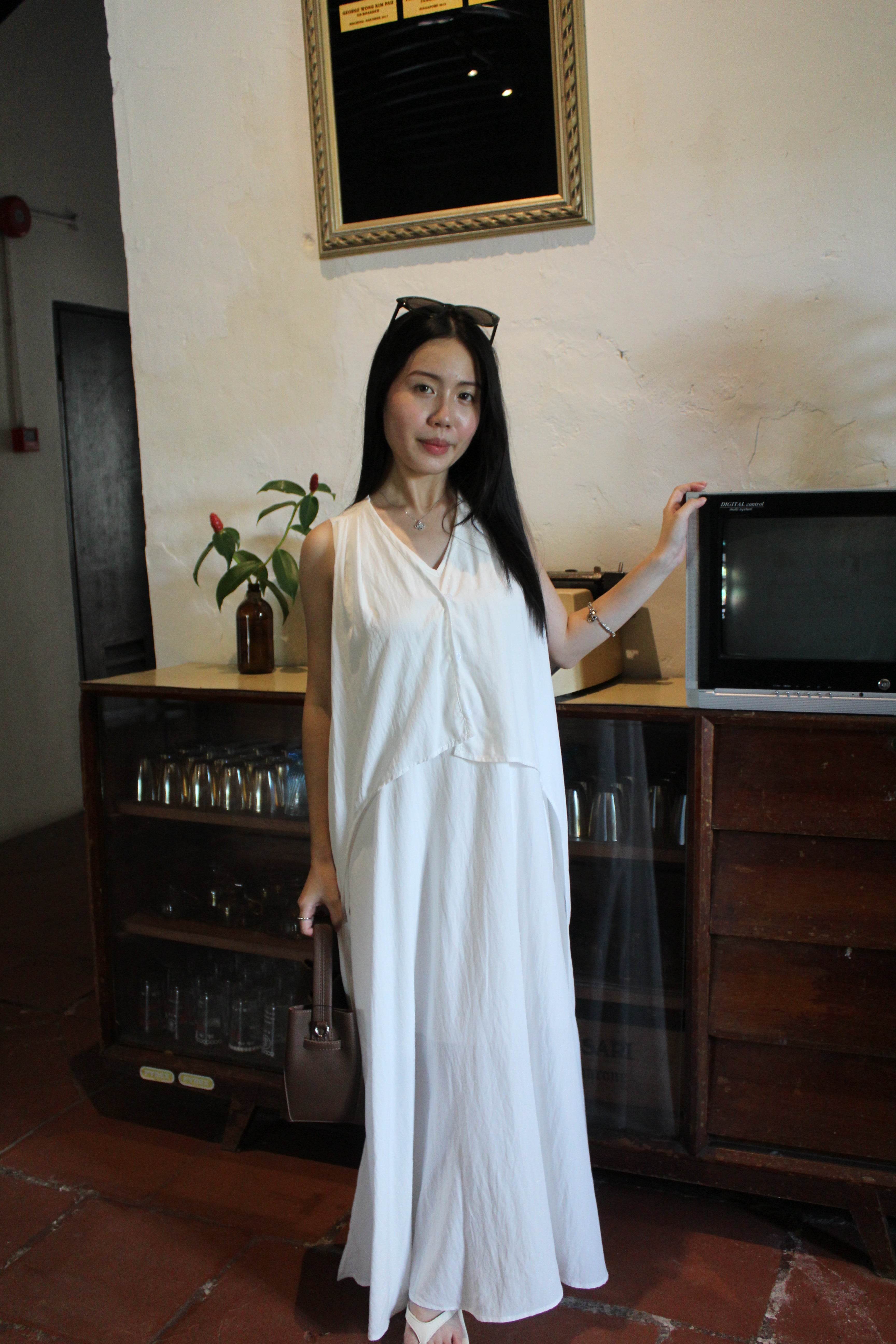 Clemence Flare Midaxi Dress (White)