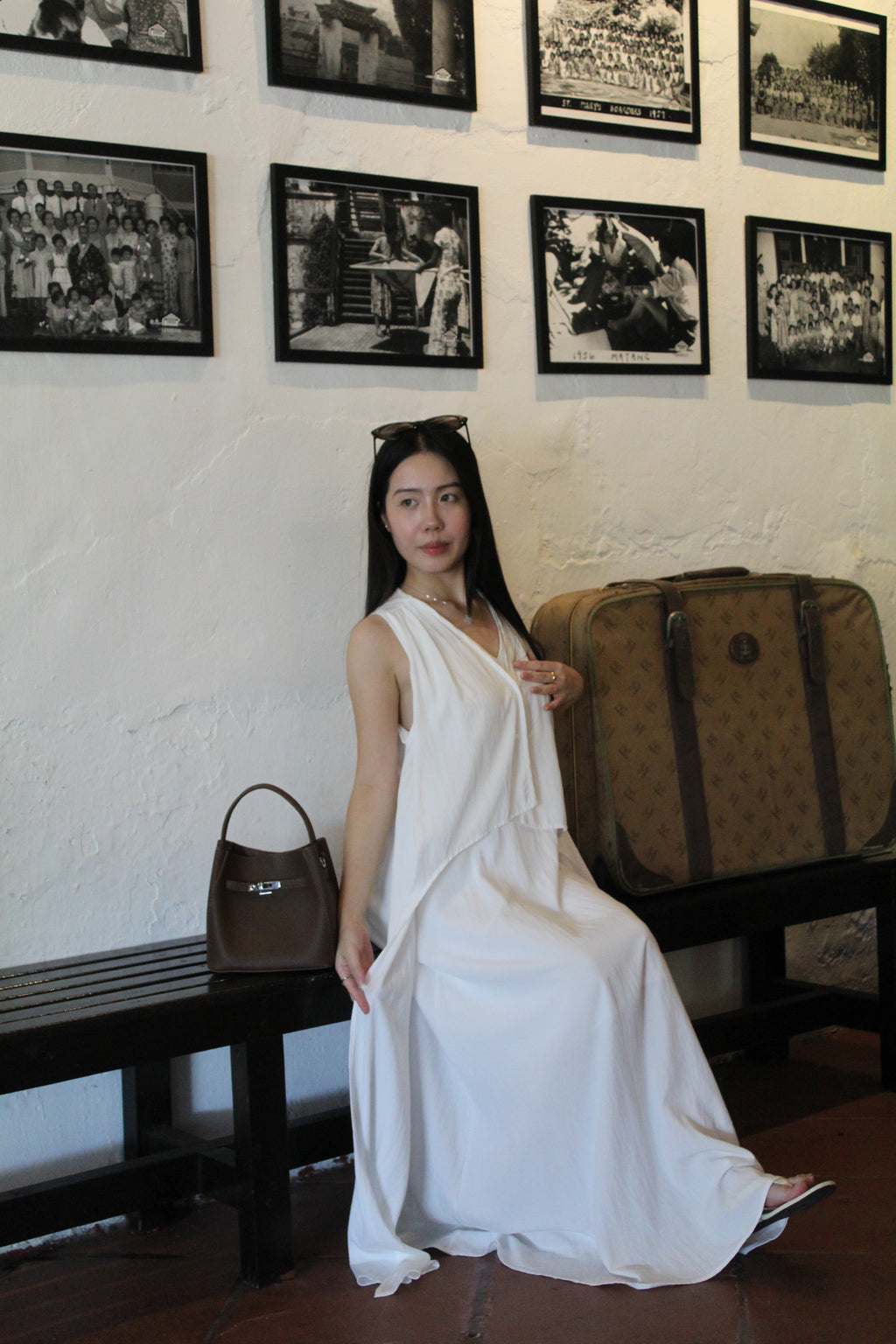 Clemence Flare Midaxi Dress (White)