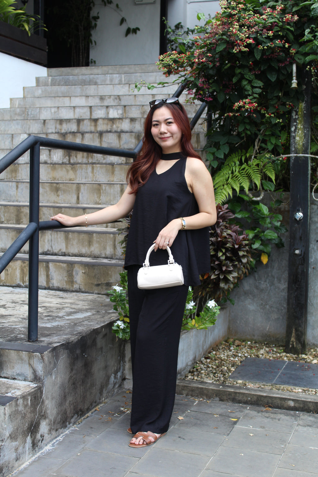 Vivienne Halter Two Piece Pants Set (Black)