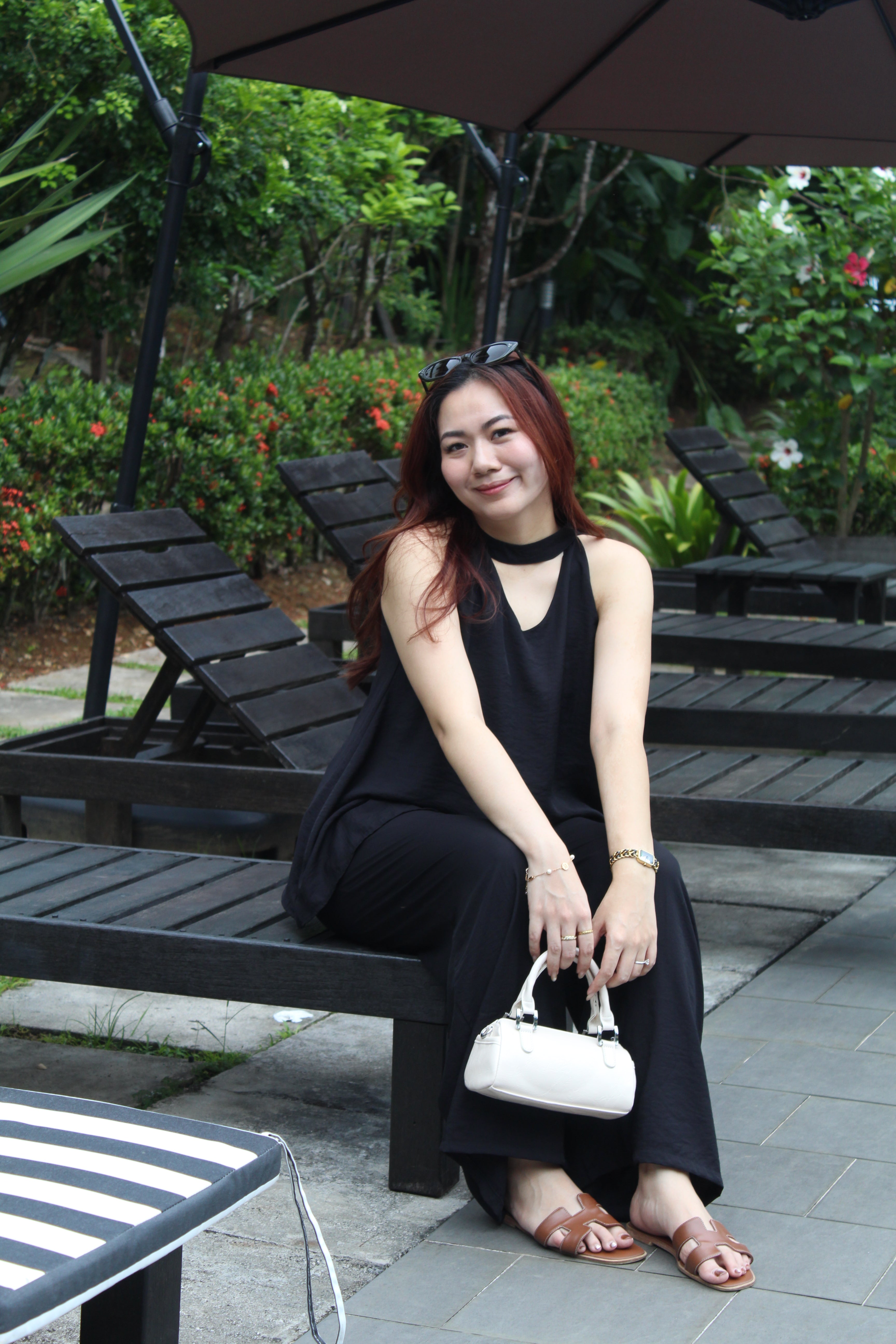 Vivienne Halter Two Piece Pants Set (Black)