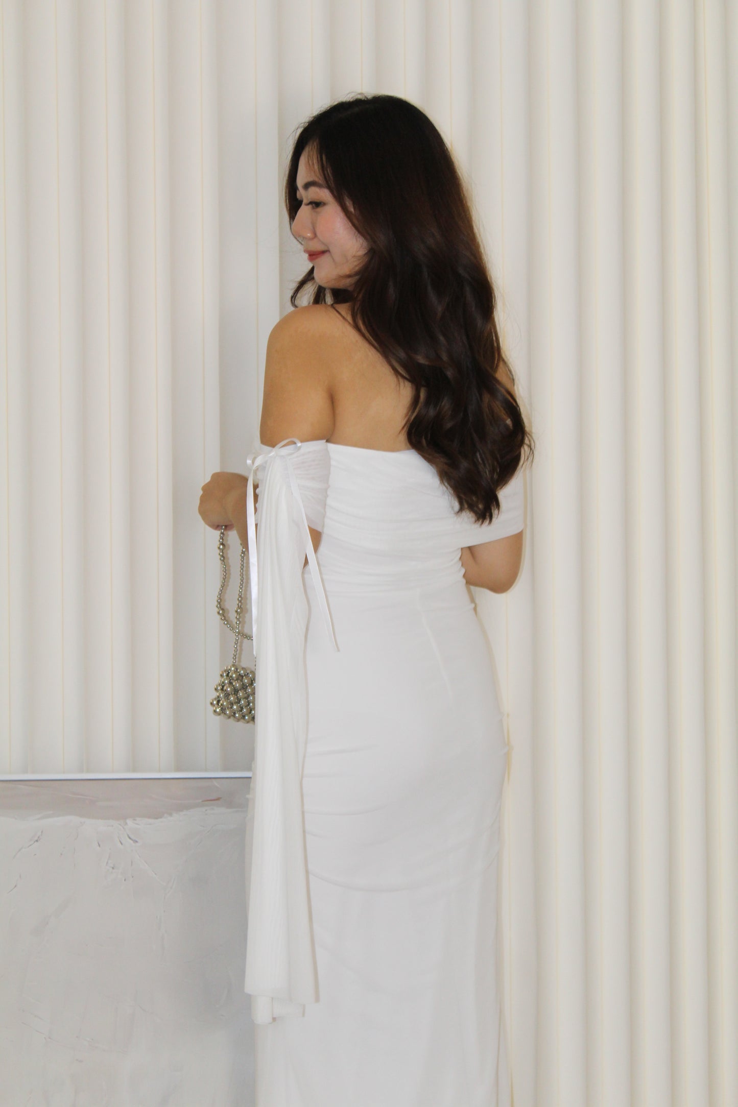 Jennisa Mesh Maxi Dress (White)