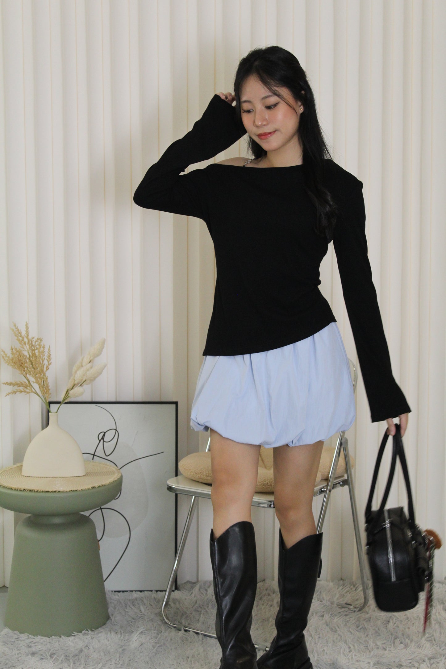 Lena Puffy Mini Skirt (Blue)