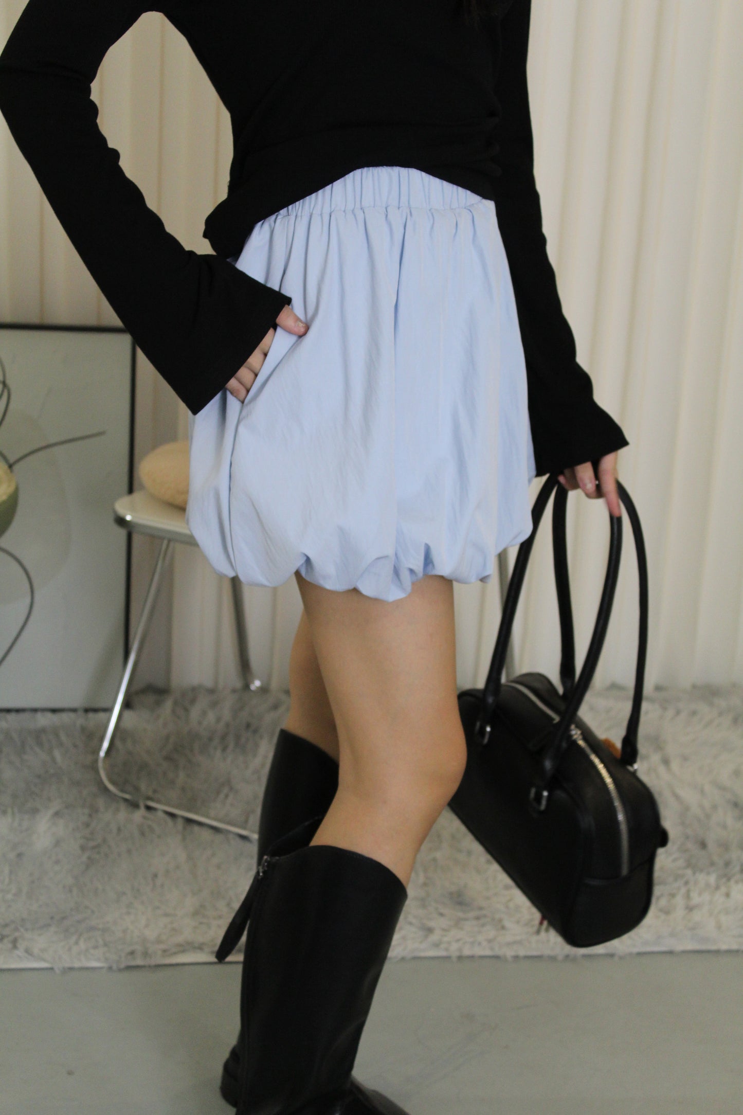 Lena Puffy Mini Skirt (Blue)