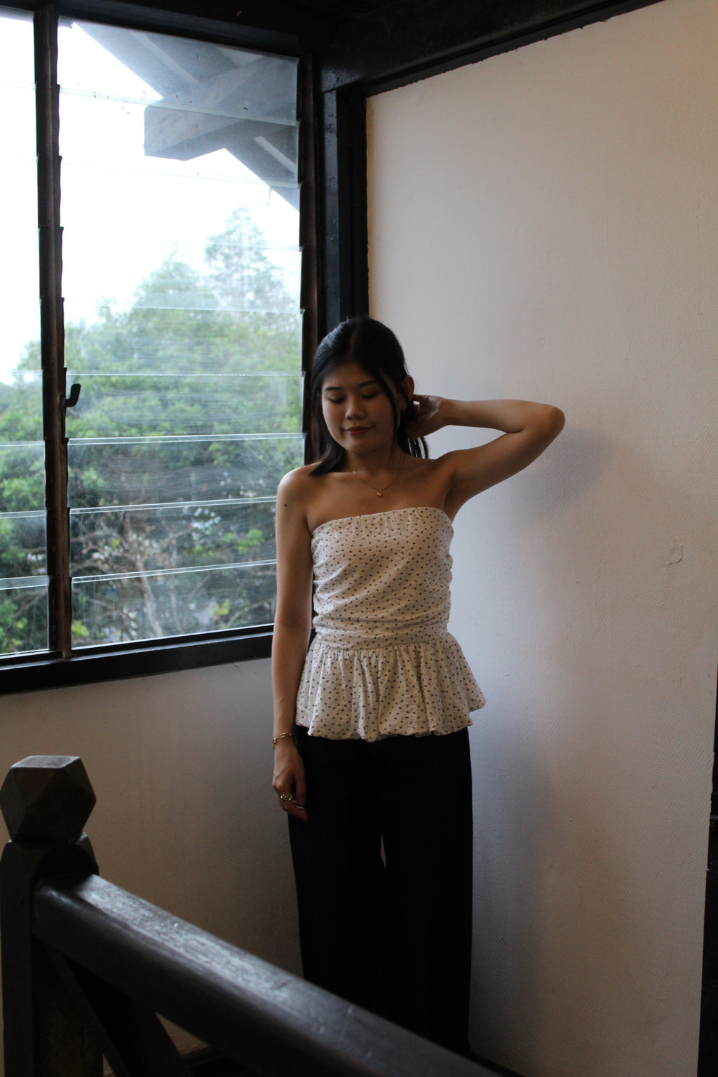 Rosalyn Floral Tube Flare Top (White)