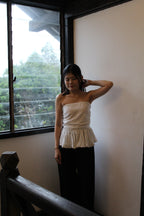 Rosalyn Floral Tube Flare Top (White)