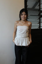Rosalyn Floral Tube Flare Top (White)