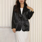 Kaori Satin Blazer Jacket (Black)