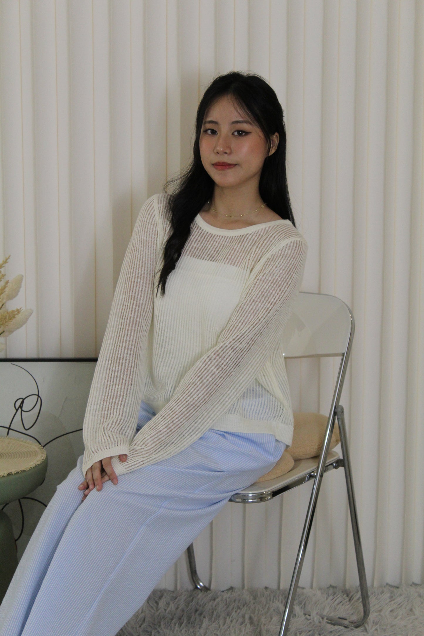 MaryAnn Sheer Knit Top (Green)