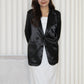 Kaori Satin Blazer Jacket (Black)