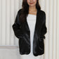 Kaori Satin Blazer Jacket (Black)