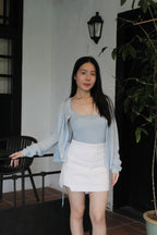 Jasmine Button Sheer Knit Top (Blue)