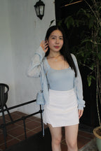 Jasmine Button Sheer Knit Top (Blue)
