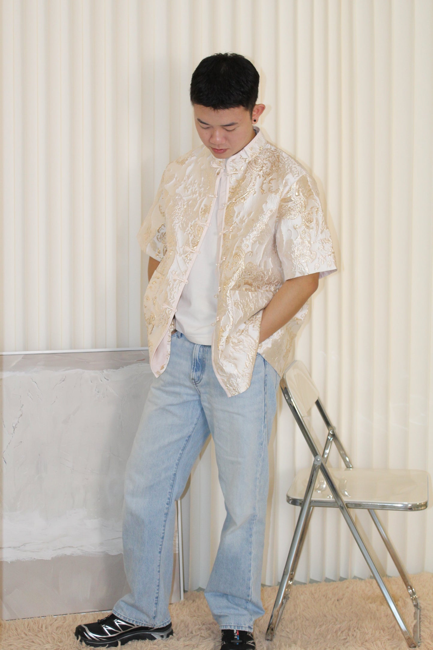 Desiree Jacquard Unisex Top (Blue)