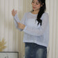 MaryAnn Sheer Knit Top (Green)
