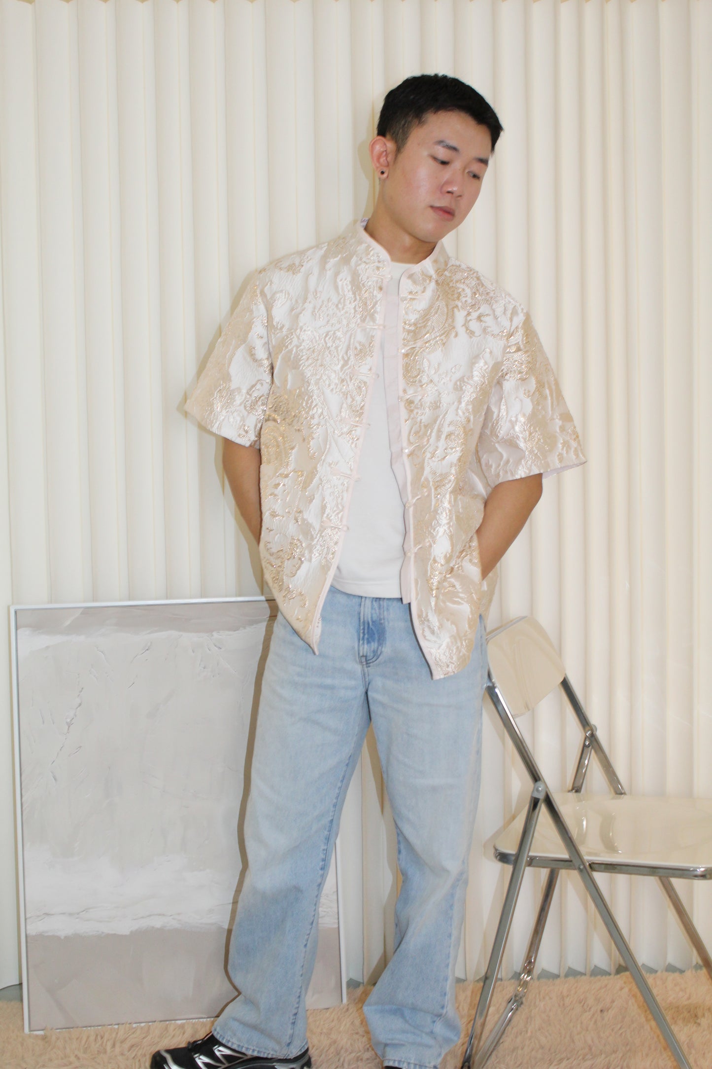 Desiree Jacquard Unisex Top (Blue)