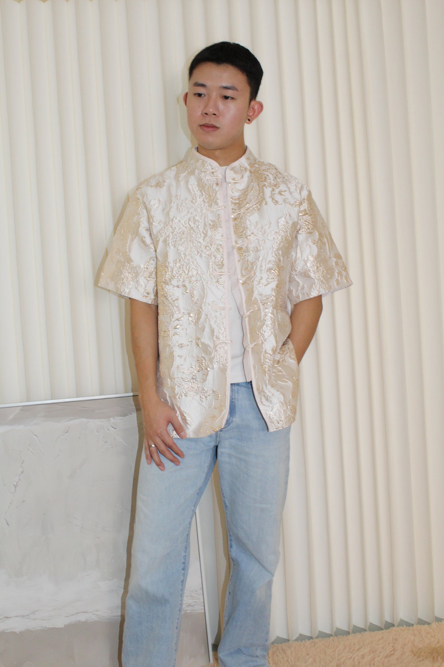 Desiree Jacquard Unisex Top (Blue)