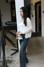 Jasmine Button Sheer Knit Top (Blue)