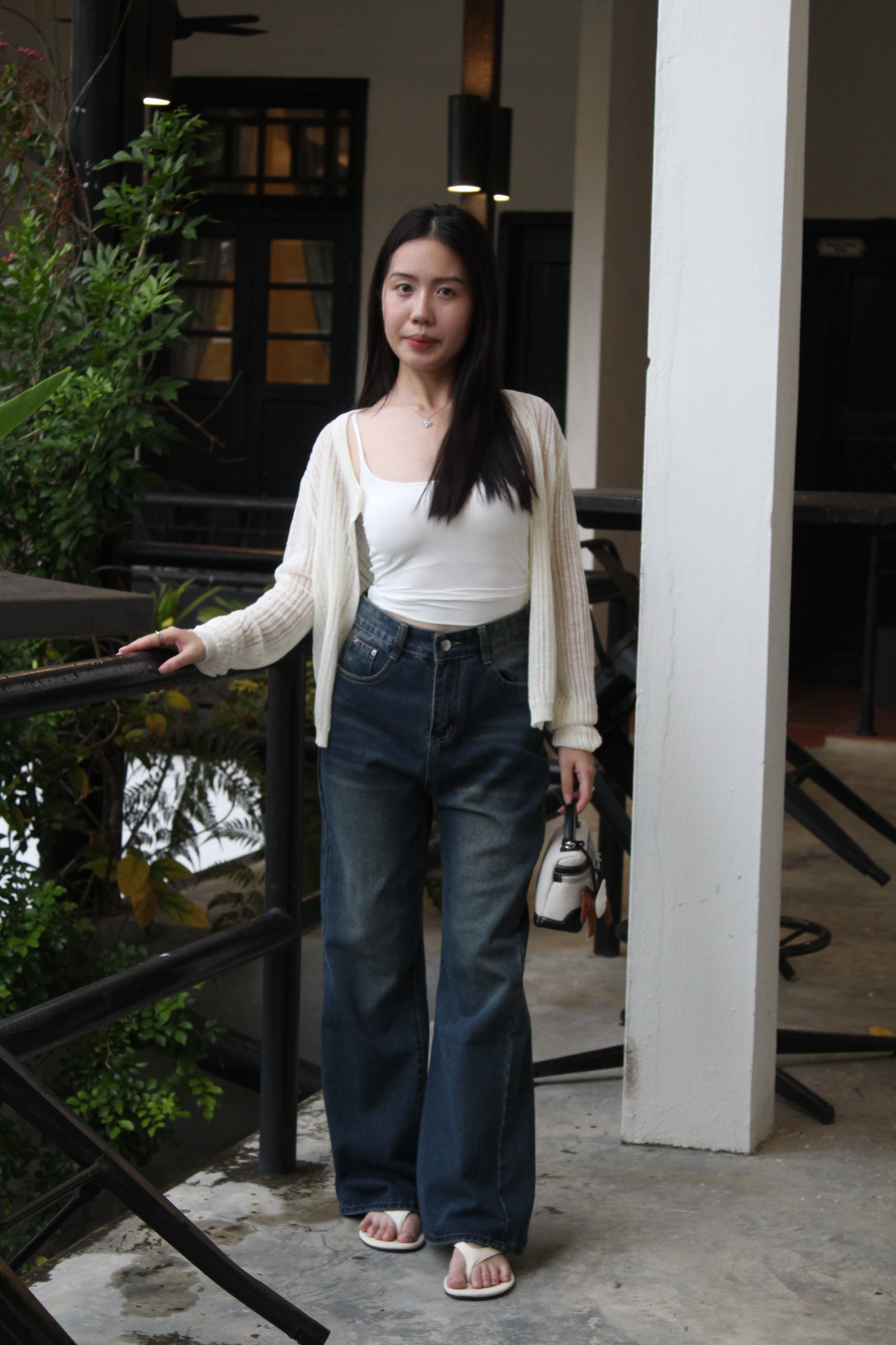 Jasmine Button Sheer Knit Top (Blue)