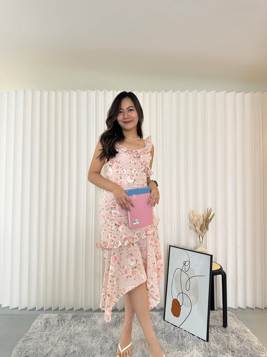 Alice Floral Midi Dress (Pink)