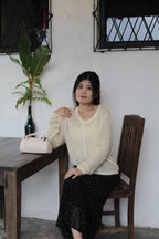 Jasmine Button Sheer Knit Top (Blue)