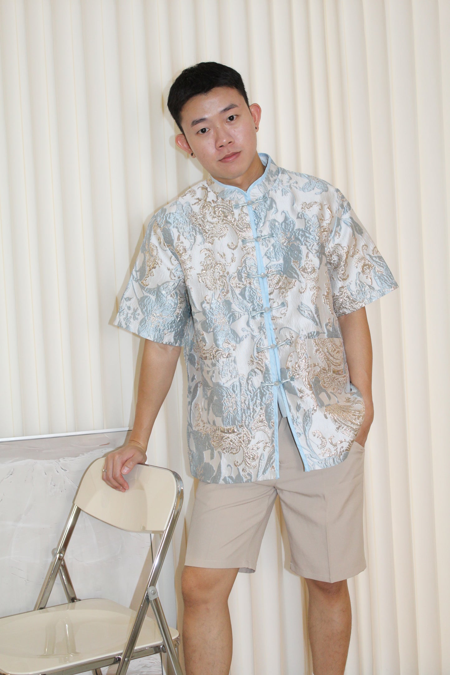 Desiree Jacquard Unisex Top (Blue)