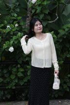 Jasmine Button Sheer Knit Top (Blue)