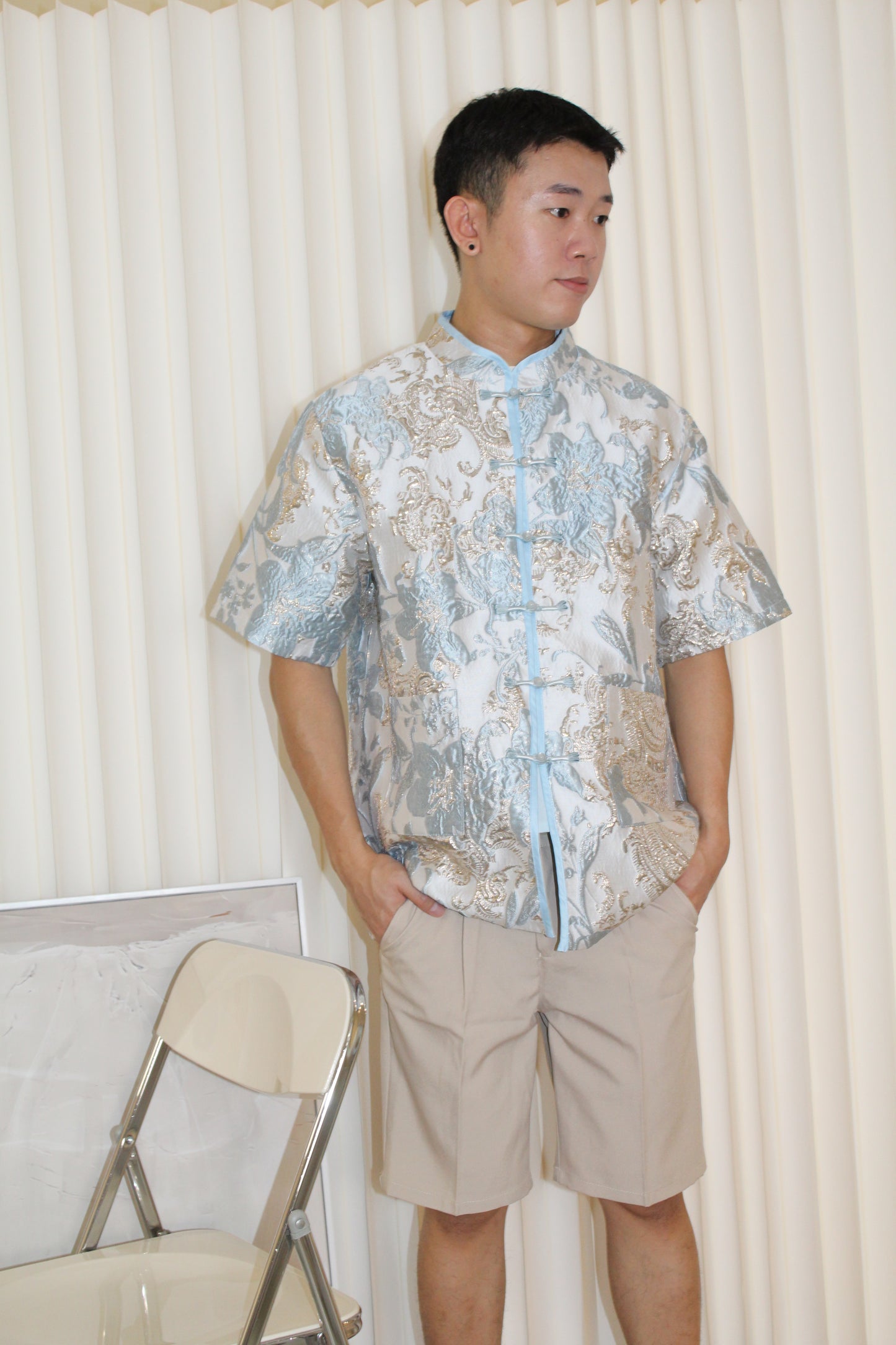 Desiree Jacquard Unisex Top (Blue)