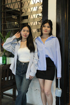 Lauren Stripes Blouse Top (Grey)