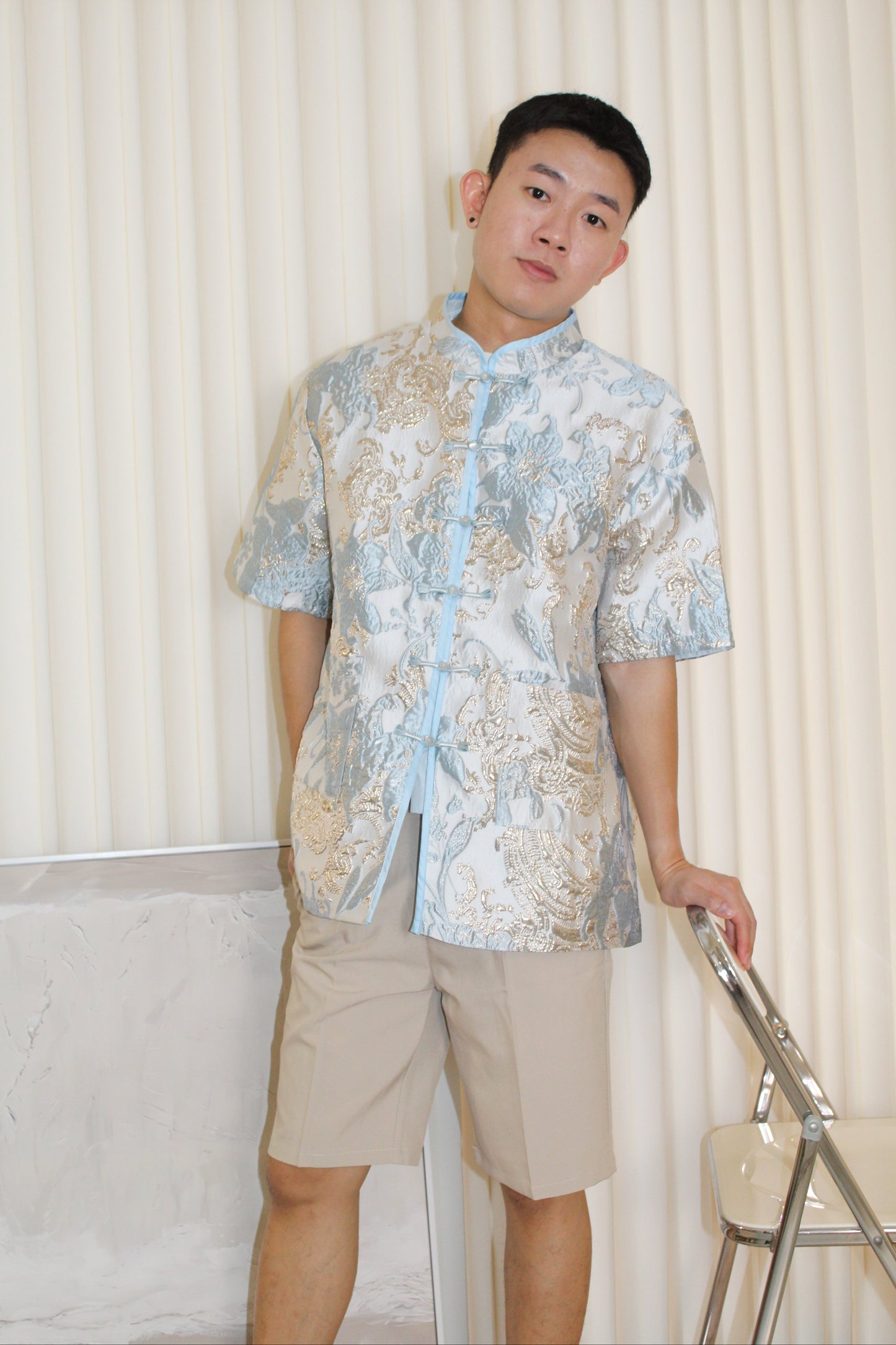 Desiree Jacquard Unisex Top (Blue)