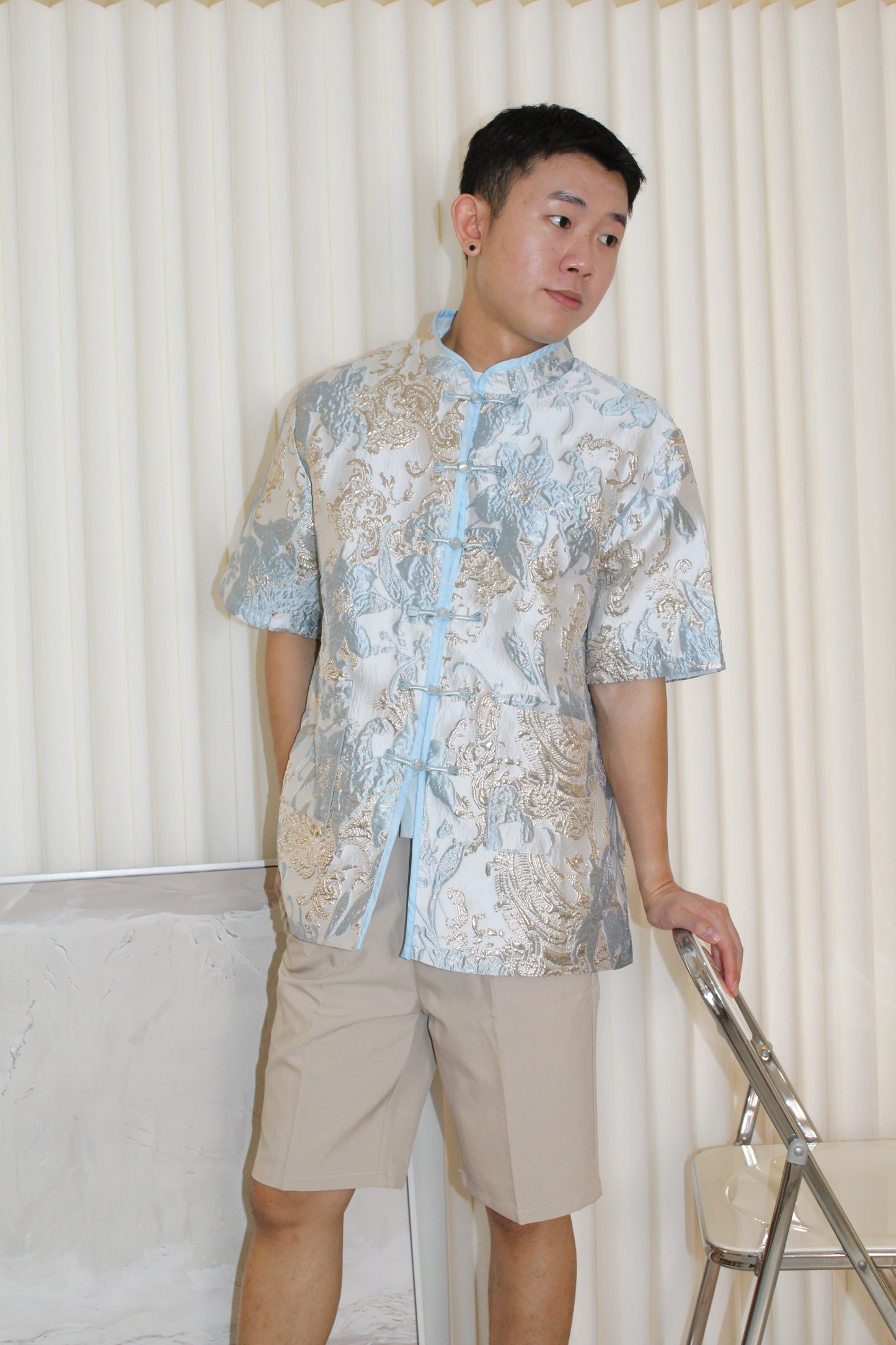 Desiree Jacquard Unisex Top (Blue)