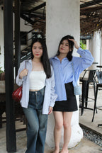 Lauren Stripes Blouse Top (Grey)