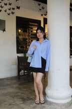 Lauren Stripes Blouse Top (Grey)