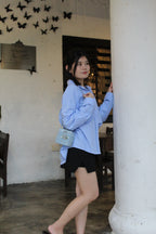 Lauren Stripes Blouse Top (Grey)