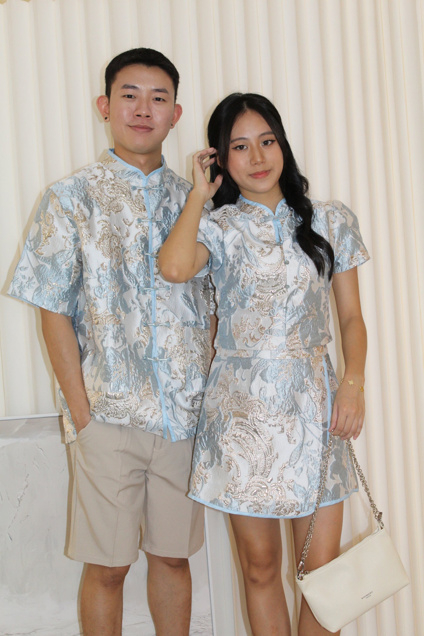 Desiree Jacquard Unisex Top (Blue)