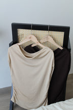 Josey Off Shoulder Knit Top (Brown)