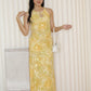 Mona Chiffon Cheongsam Maxi Dress (Yellow)