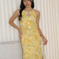 Mona Chiffon Cheongsam Maxi Dress (Yellow)
